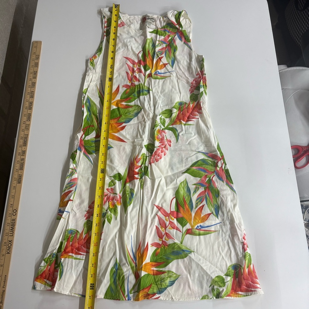 Tropical Floral Sleeveless Midi Dress - White with Multi-Color Print - Picture 7 of 10